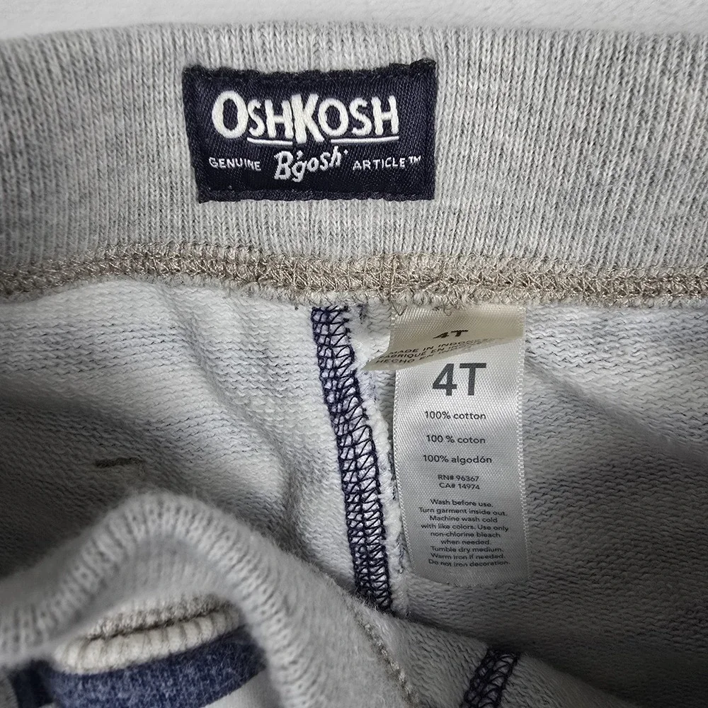 OshKosh Bgosh Boys 4T Blue White Striped French Terry Shorts Elastic Waist